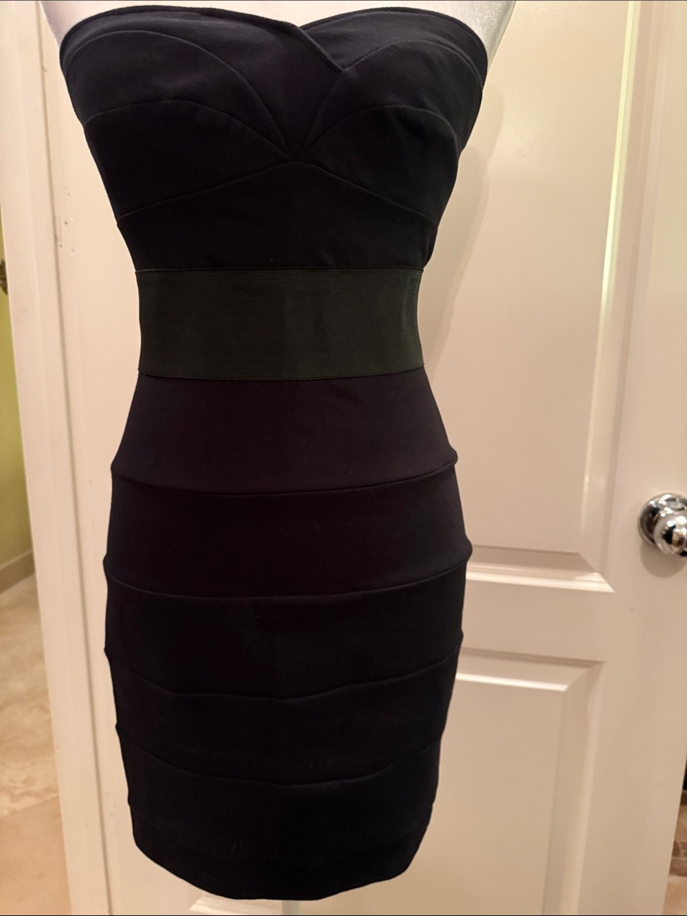 Revolve—-LaRok Bodycon Black Strapless Bandage Mini Dress Small NEW